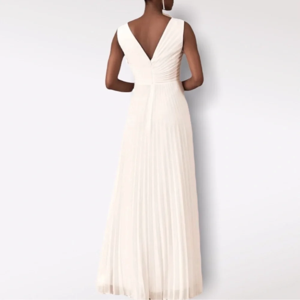 BHLDN x Badgley Mischka Sloane Size 6 Ivory Pleated Maxi Wedding Dress - Picture 5 of 13